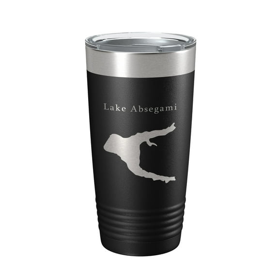 Lake Absegami Map Tumbler Travel Mug Insulated Laser Engraved Coffee Cup New Jersey 20 oz Black