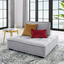 Modway Saunter Tufted Fabric Armless Chair in Light Gray