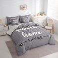 thumbnail image 2 of Feelyou Rustic Home Sweet Bedding Comforter Set for Adults Men Women, Arrow Quote King Bedding Sets, Gray, Grey Reversible, 7 Pieces, 2 of 7