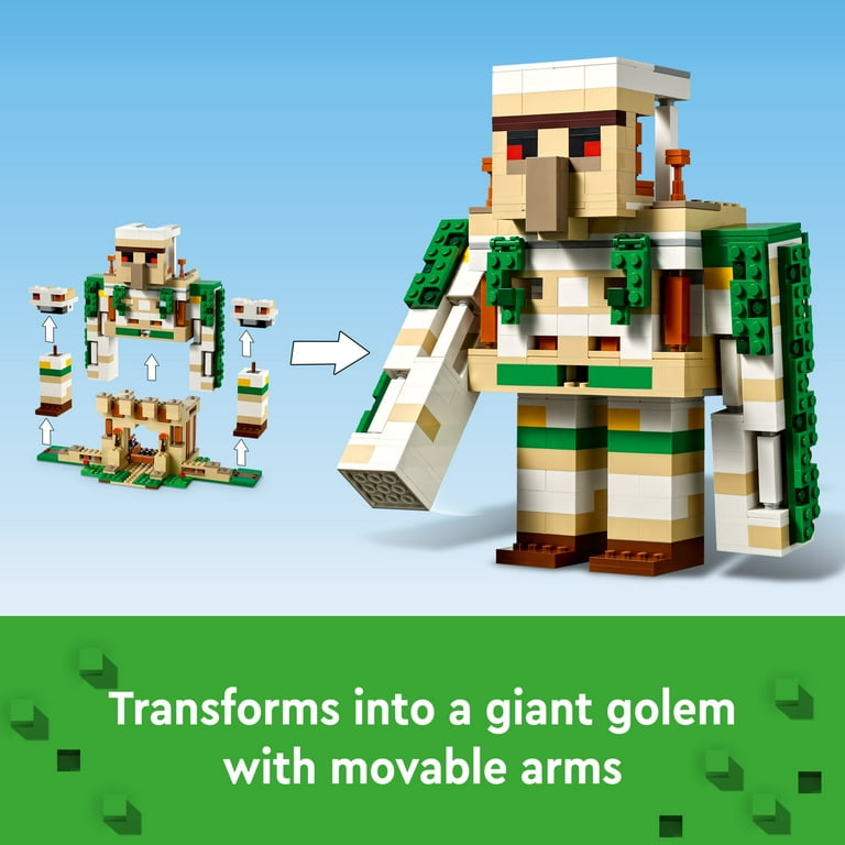 LEGO Minecraft 21250 The Iron Golem Fortress with Crystal Golden Knight Creepers Kit Walmart