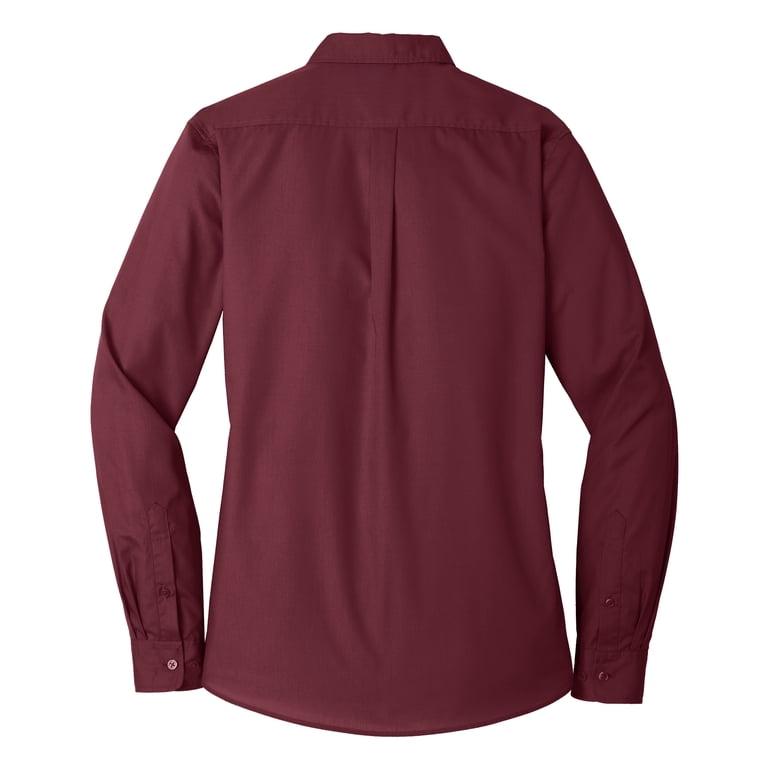 Mafoose Women's Long Sleeve Carefree Poplin Uniforms Dress Shirt Burgundy 2X-Large, Size: 2XL, Brown