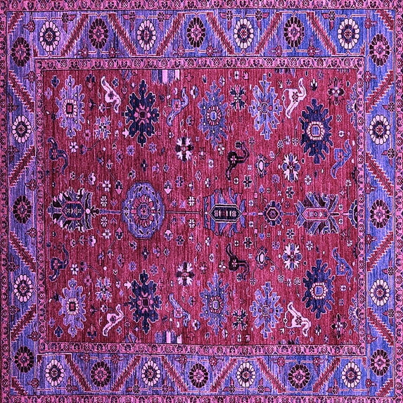 Ahgly Company Indoor Square Oriental Purple Traditional Area Rugs, 4' Square