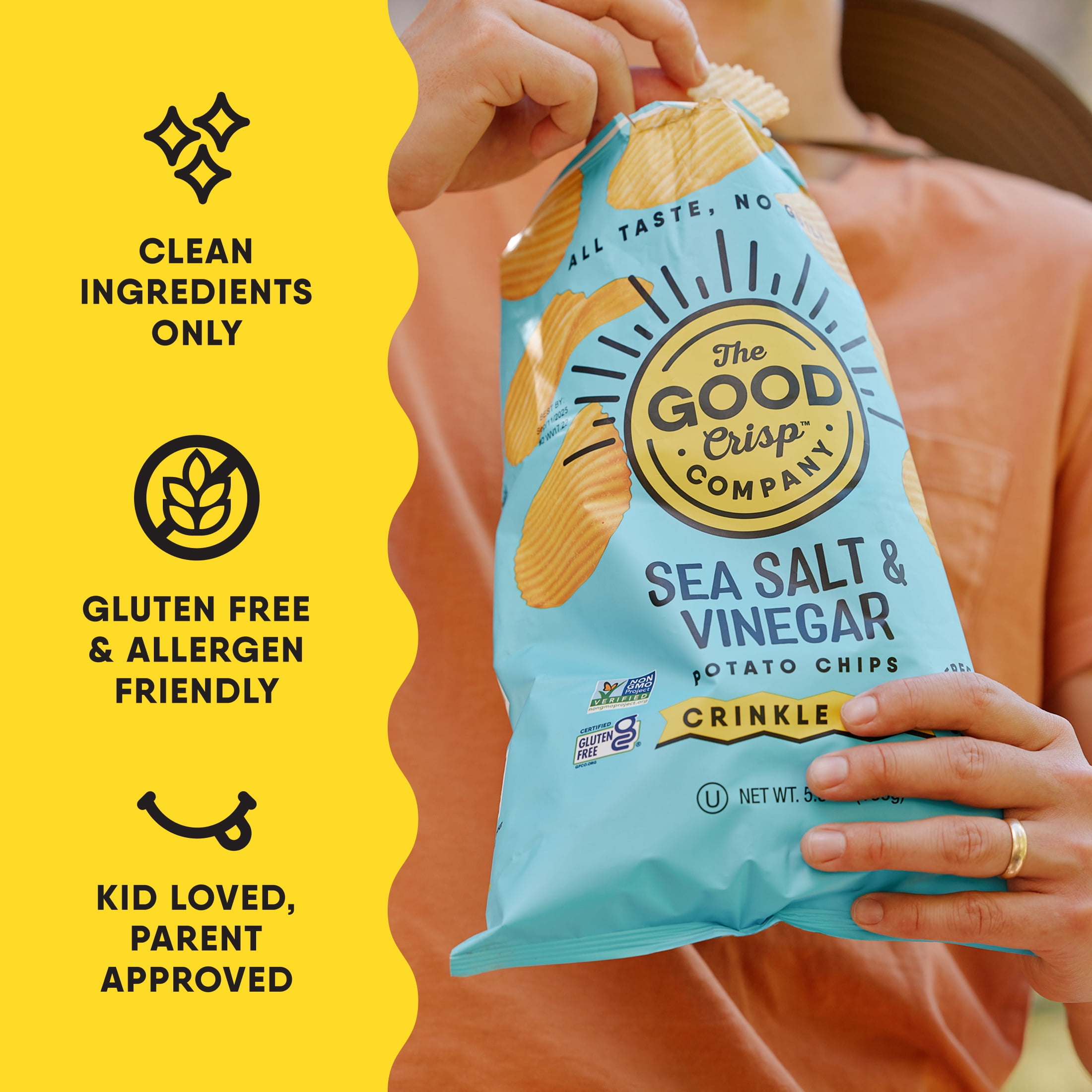 The Good Crisp Company Gluten Free Sea Salt & Vinegar Crinkle Cut Potato Chips