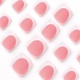 thumbnail image 3 of Fofosbeauty 24pcs Press on False Nails, Square Fake Nails, Short Square French Matte in Common, 3 of 9