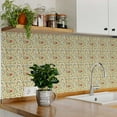 thumbnail image 2 of Mi Alma Orange Green Flower Peel & Stick Vinyl Backsplash Tiles 5x5, 24 pcs, 2 of 12