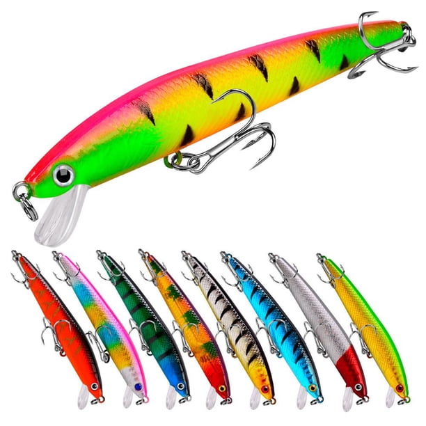 10 Uds. Cebo falso Crankbait con anzuelos 8,5g/9,5 cm para aparejos de pesca de Lucio