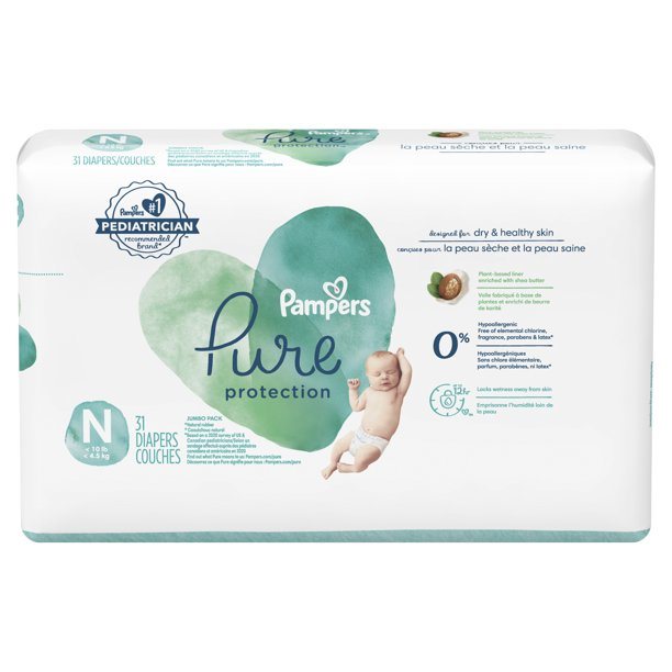  Diapers Size 2, 68 Count - Pampers Pure Protection