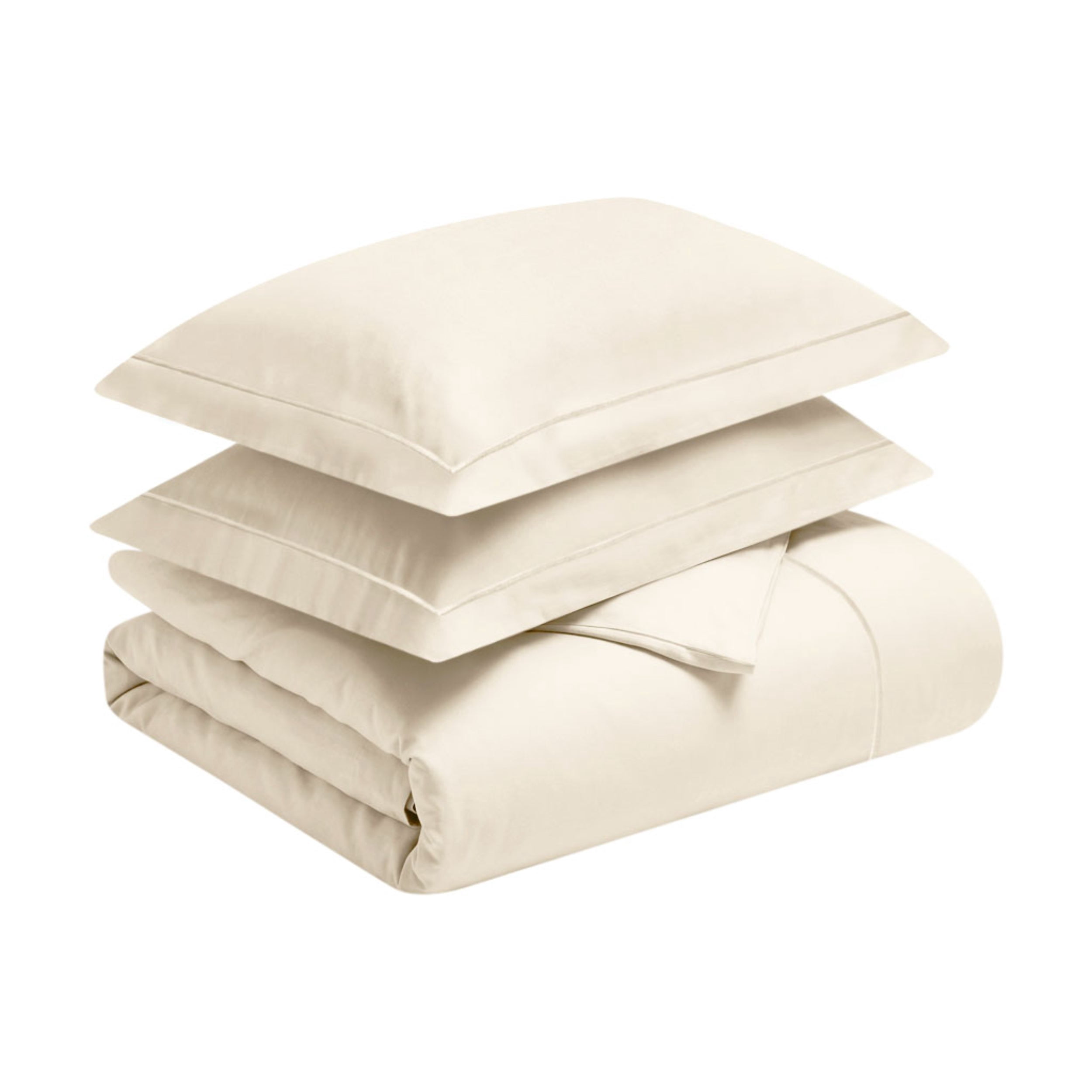 Superior Egyptian Cotton Embroidered 650 TC Duvet Cover Set, Twin Size, Ivory