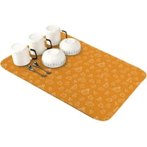 Fall Thanksgiving Dish Drying Mat for Kitchen Counter, Super Absorbent Quick Dry Coffee Bar Mat Pad Thin Diatomaceous Sink Mat Non Slip Dish Drainer Mat 23.5x15.5 Minimalist Geometric Autumn Pumpkins