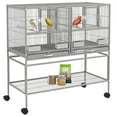thumbnail image 1 of PawHut Divided Breeder Bird Cage with Rolling Stand Removable Tray Grey 40"H, 1 of 10