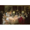 thumbnail image 2 of Grun, Jules Alexandre 24x17 Black Ornate Wood Framed with Double Matting Museum Art Print Titled - The End Of Dinner, 2 of 4