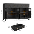 thumbnail image 6 of Homfa Buffet Cabinet with 2 Large Drawers & Glass Doors, 55.1” W Kitchen Sideboard Storage Cabinet with Adjustable Shelves, Buffet Table Dining Room Cabinet, Black, 6 of 8