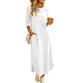 thumbnail image 3 of HBGVBA Casual Maxi Dresses for Women T Shirt Dress 3/4 Sleeve Crewneck Side Slit Pocket Loose Soft Stretchy Dress, 3 of 6