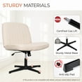 thumbnail image 6 of Orange Factory Beige Office Chair, Armless Criss Cross Legged Chair No Wheels, Comfy Home Office Desk Chairs, Adjustable Swivel Padded Fabric Vanity Task Computer Chair, 6 of 9