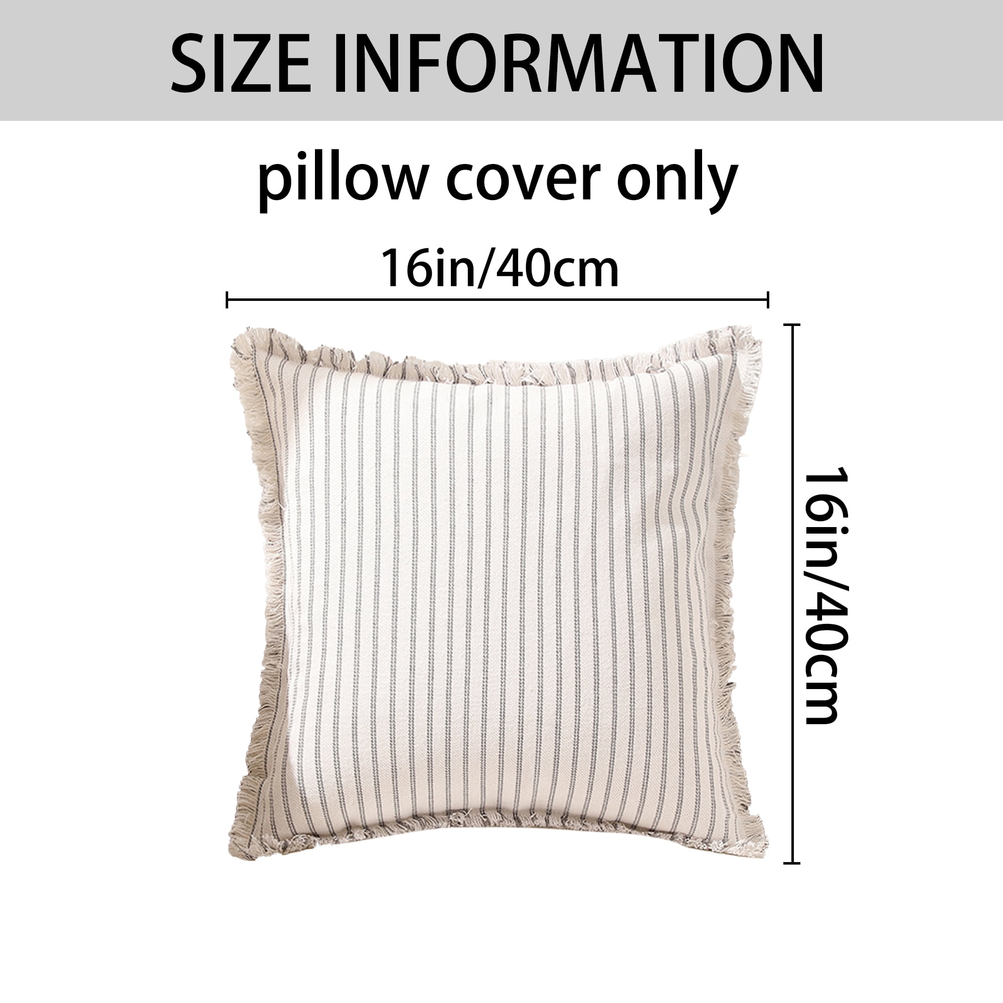 Unique Bargains 2 Pcs Classical Striped Throw Pillow Cover Grey 16" x 16"