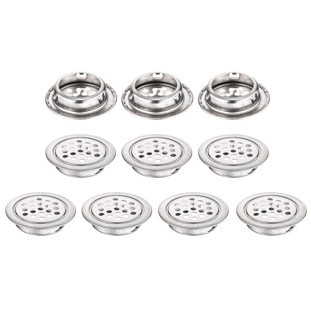 Uxcell 10pcs Ventiladores Circulares 1.1" (29mm) Diseño de Panal de Acero Inoxidable Vent Louver Redondo Malla Hueca Lateral para Cocina Baño Armario de Zapatos Vestidor, Plata