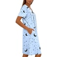 thumbnail image 5 of Nightgown Womens Long New Women’s Zip Print Nightgown with Pockets Round Neck Pleated Sleep Dress Summer Loose Comfy Home Nightshirt, 5 of 6