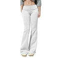 thumbnail image 1 of Womens Solid Color Large Folding Bottom Pants - Sports Pants with Elastic Waist - Comfortable and Lightweight, 1 of 5
