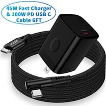USB C Block,FiveBox USB C Wall Charger Block with 1pc 100W Right Angle USB C Charger Cable 6ft 45W PD Fast Charging Block Type C Charger Block Type C Charging Cord USB C Brick for Samsung,Black