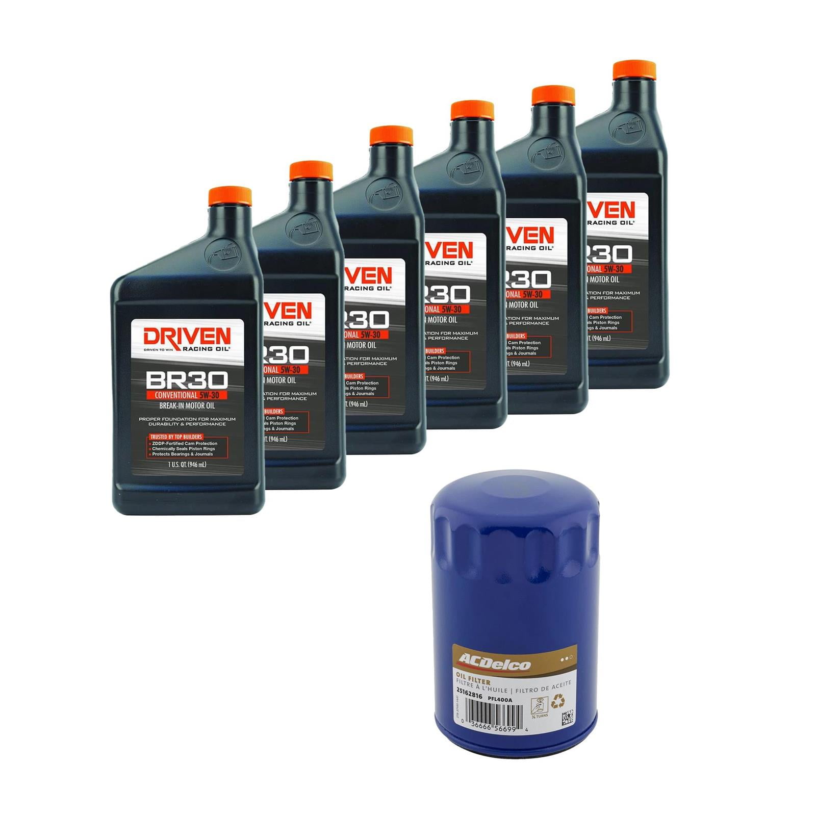 Driven 5W30 6 Quart/ACDelco PFL400A Filter BreakIn Oil Kit