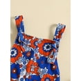 thumbnail image 4 of Bagilaanoe 4th of July Jumpsuit for Toddler Baby Girl Sleeveless Floral Print Romper Overalls + Headband 12M 18M 24M 3T 4T 5T Kids Long Flared Pants Independence Day Outfits, 4 of 9