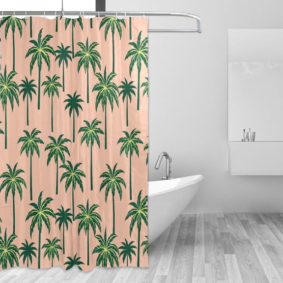 Yayeee Shower Curtain with Hooks 72"x72" Waterproof Fabric Bathroom Hanging Decor, Pink Palm Trees