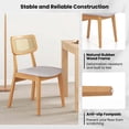 thumbnail image 6 of Costway Wooden Rattan Dining Chair Set of 2 with Can Back Rubber Wood Frame Padded Seat, 6 of 9