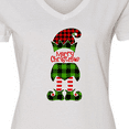 thumbnail image 4 of Inktastic Merry Christmas Elf in Red and Green Plaid Women's V-Neck T-Shirt, 4 of 5