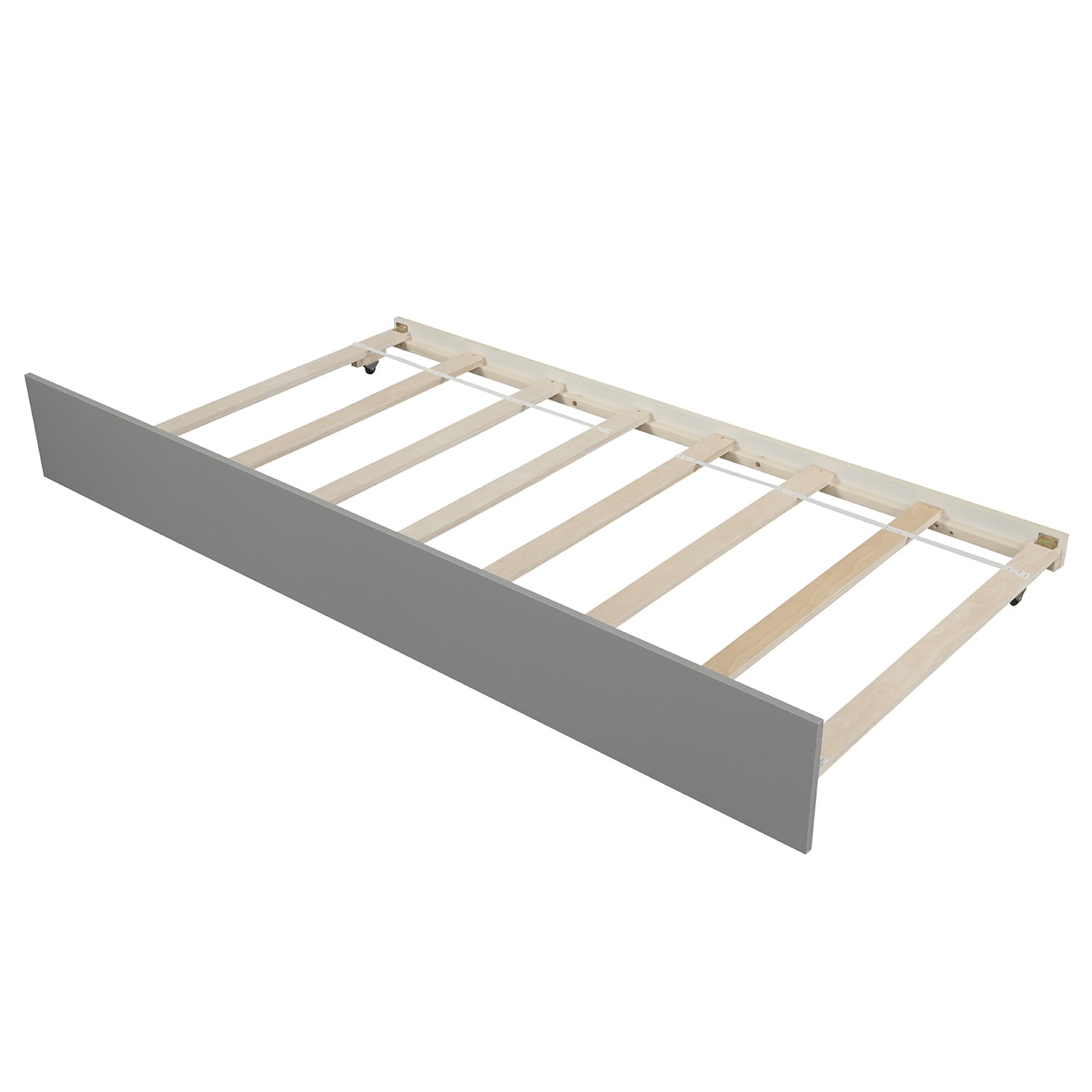 Holaki Wood Twin Size Bed with Trundle for Kids, Gray