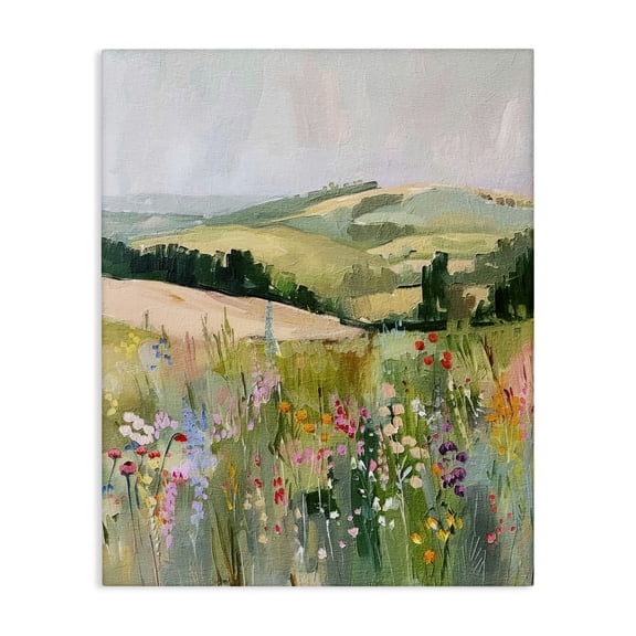 Stupell Industries Pastel Countryside Meadows Landscape & Nature Painting Wrapped Canvas Art Print Wall Art, 16 x 20