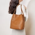 thumbnail image 2 of Bolso de hombro Kattee para mujer, de piel auténtica, suave, color marrón, 2 of 7