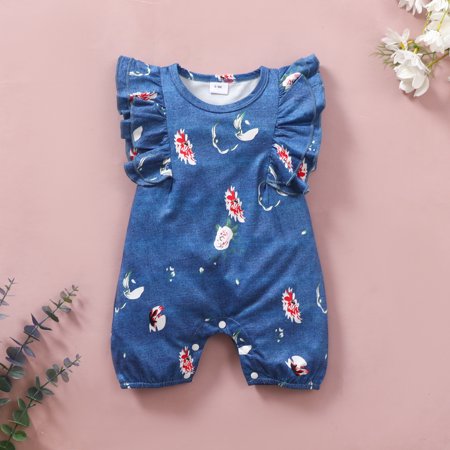 

Sodopo Baby Pajamas Toddler Baby Girls Feather Print Ruffle Flying Sleeve Clothes Cute Jumpsuit Boy Girl Pajamas Bodysuit Toddler Jacket