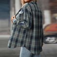 thumbnail image 5 of Women's Plaid Flannel Shacket Button Down Long Sleeve Casual Jacket Plus Size Baggy Fall Fashion Shirt 2025, 5 of 7