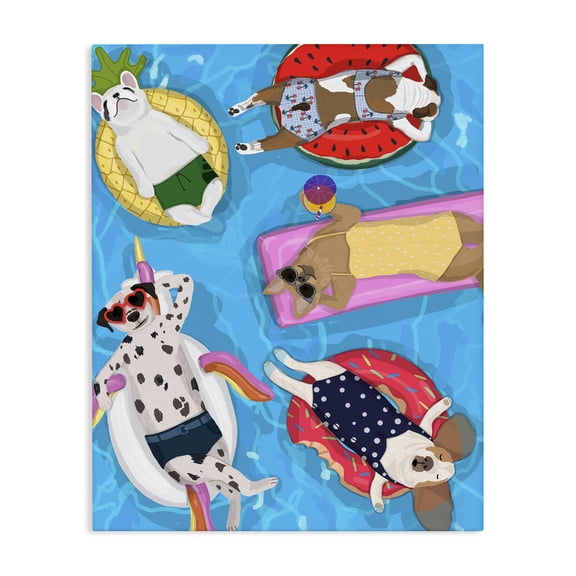 Stupell Industries Summer Sunbathing Dogs Canvas Wall Art, design by Hanna Melin