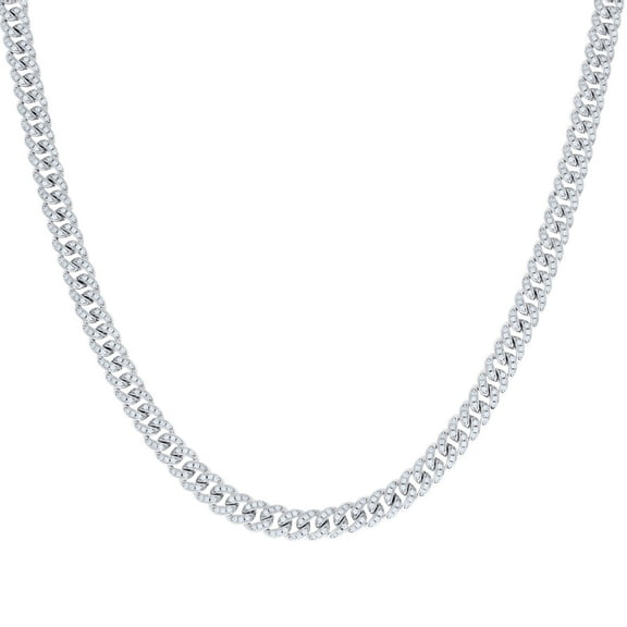 925 Sterling Silver Round Cut Moissanite Unisex 6mm Cuban Link Necklace 22" Chain |4.99 Ct.