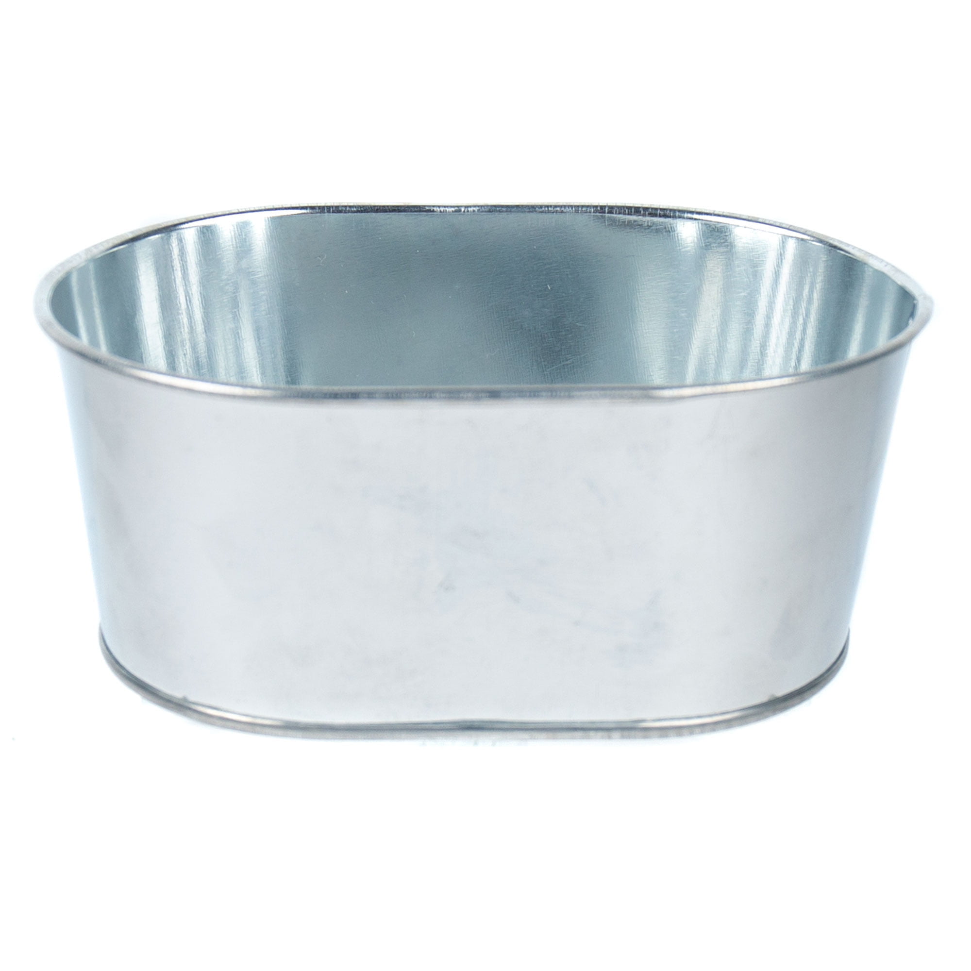 (3 pack) On the Surface Oval Tin Silver Bucket, Small Galvanized Oval Metal Pail