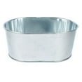 thumbnail image 3 of On the Surface Oval Tin Silver Bucket, Small Galvanized Oval Metal Pail, 3 of 5