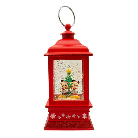 Disney Kurt Adler 9-Inch Mickey & Minnie Spinning Musical LED Lantern Table Piece – Battery-Operated, Red
