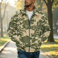 thumbnail image 2 of CCRFTGI Corduroy Jackets for Men Bomber Full Zip Casual Vintage Long Sleeve Lapel Collar Camo Work Fall Fashion Coats for Men Green L, 2 of 8