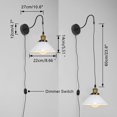 thumbnail image 4 of FSLiving 5.9 Feet Plug-in Dimmable Wall Sconce with Gooseneck Arm Vintage Design White Metal Sahde Lighting Fixtures for Bedroom Living Room Farmhouse Kitchen, Bulb Sold Separately - 2 Lights, 4 of 7
