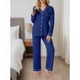 thumbnail image 3 of Cueply Womens Pajama Sets Long Sleeve Knit Button Down Pj Lounge Sets Sleepwear with Drawstring Pockets, 3 of 6