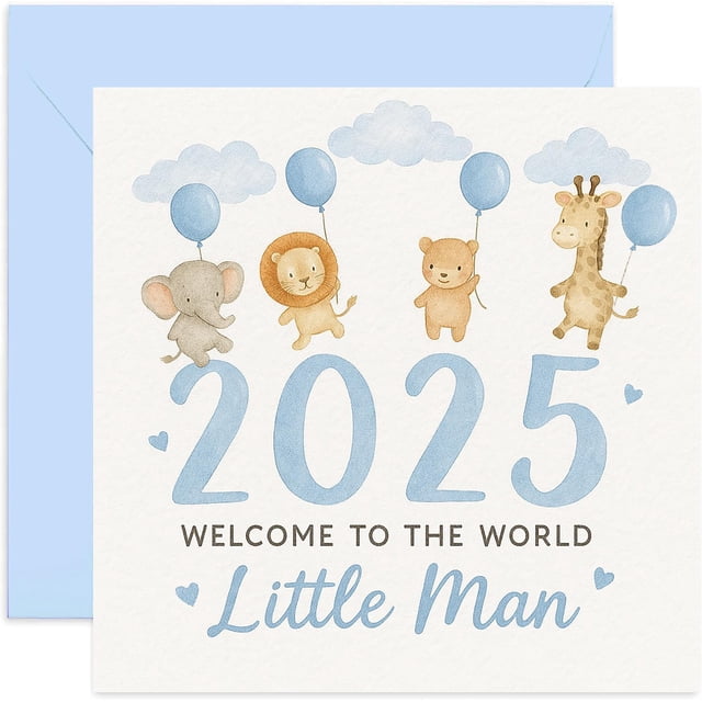 Tarjeta de felicitación Old English Company Premium 2025 New Baby Boy