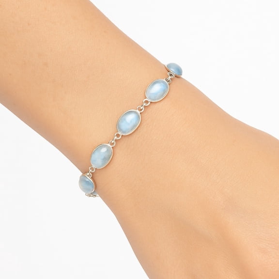 Natural Rainbow Moonstone - India 925 Sterling Silver Bracelet Jewelry B-1001 SDB5269