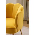 thumbnail image 6 of Shell Shape Accent Chair, Velvet Armchair with Gold Metal Legs Modern Upholstered Barrel Chair Vanity Chair for Living Room Bedroom Home Office, Yellow, 6 of 9