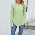 thumbnail image 4 of Yigetop Fall Outfits for Women 2025, Tops for Women Long Sleeve Knit Crew Neck T Shirts Side Split Blosue Casual Loose Fit Fall Basic Tees Long Sleeve Shirts for Women Light Green S, 4 of 9