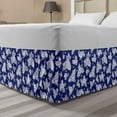 thumbnail image 1 of Blue and White Bed Skirt, White Silhouettes of Small Flower Bouquets Aloha Style Exotic Corsage Design, Elastic Bedskirt Dust Ruffle Wrap Around for Bedding Decor, 4 Sizes, Blue White, by Ambesonne, 1 of 2