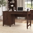 thumbnail image 2 of Bush Furniture Key West 54" Computer Desk with Storage in Bing Cherry, 2 of 9