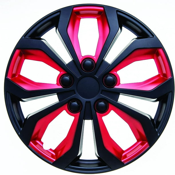 Swiss Drive hubcap 14 inch ? Set of 4 Luxurious Black/ Red Design 14