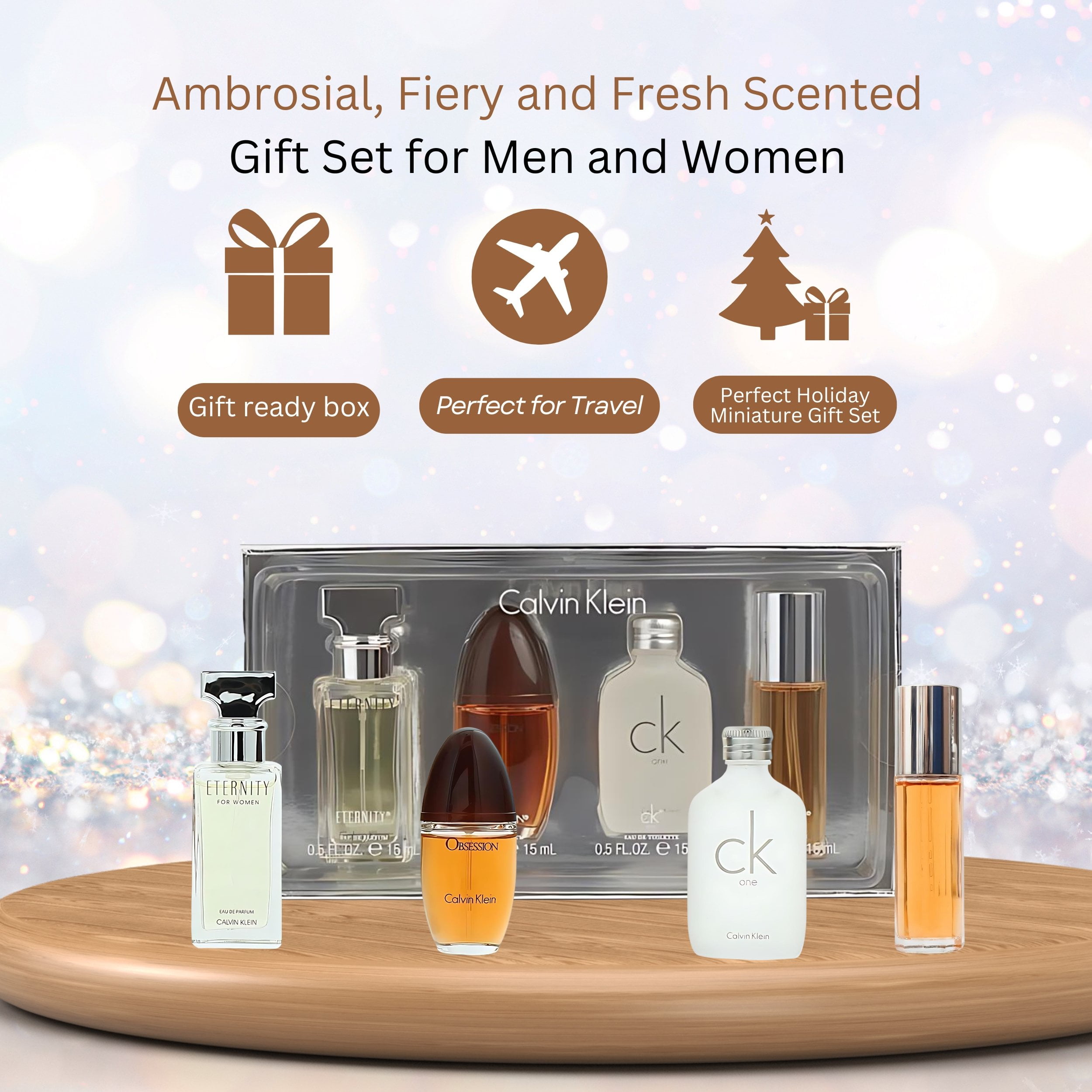 Calvin Klein Collection, Perfume for Women 4 Piece Edp & Edt Mini Perfume Gift Set 0.5 oz 15 ml
