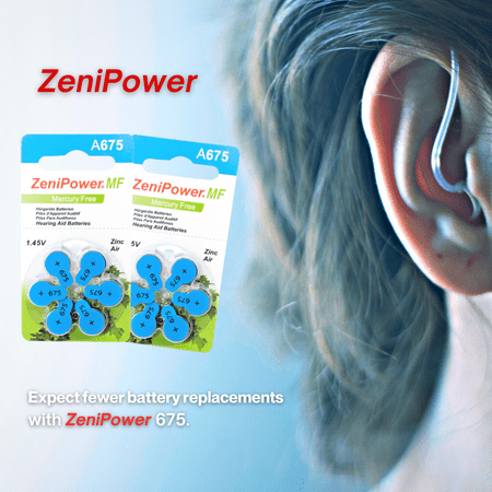 ZeniPower Mercury Free Hearing Aid Batteries Size 675 (180 Batteries)